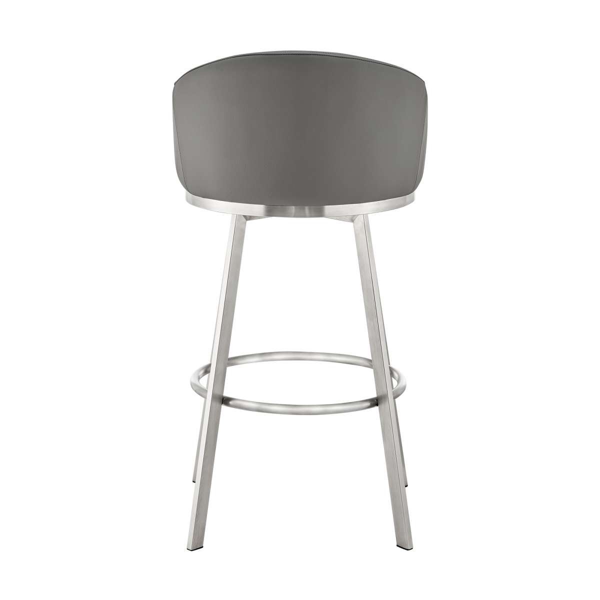 Eleanor 30" Swivel Bar Stool in Brushed Stainless Steel with Gray Faux Leather By Armen Living | Bar Stools | Modishstore - 4
