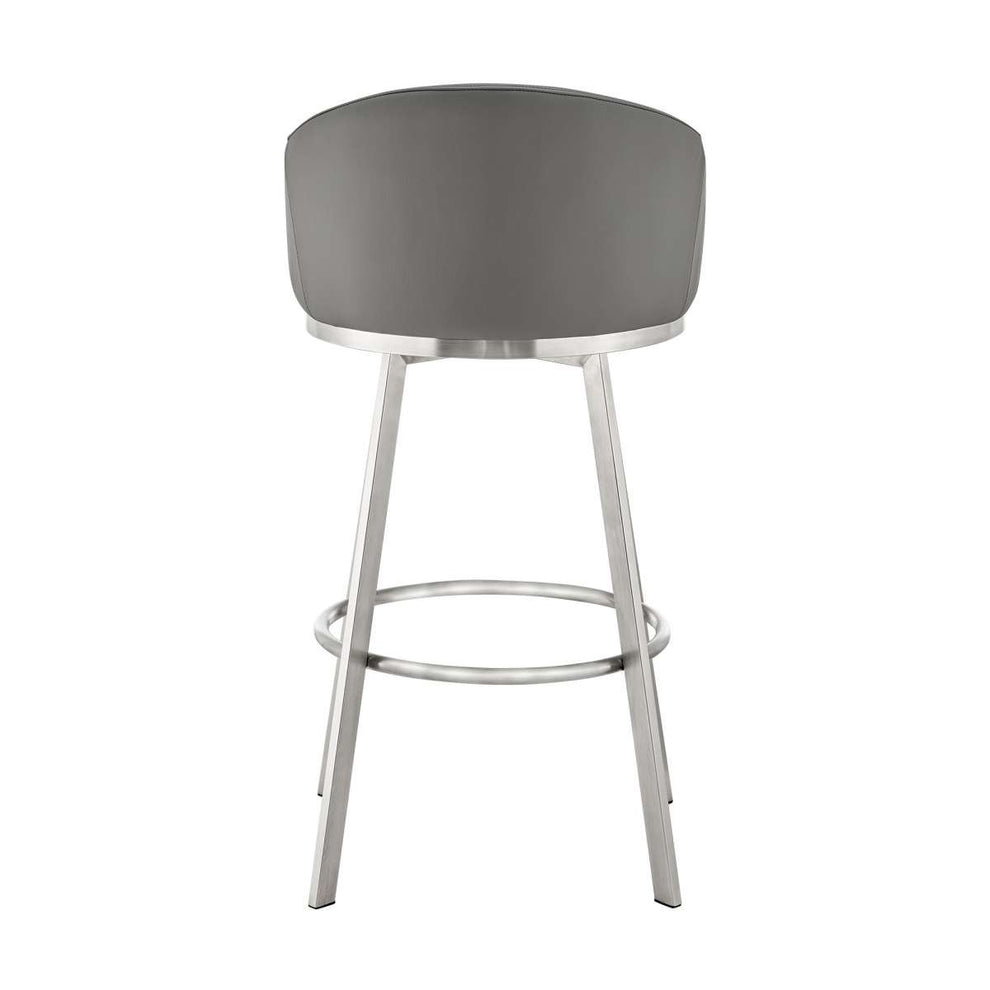 Eleanor 30" Swivel Bar Stool in Brushed Stainless Steel with Gray Faux Leather By Armen Living | Bar Stools | Modishstore - 4