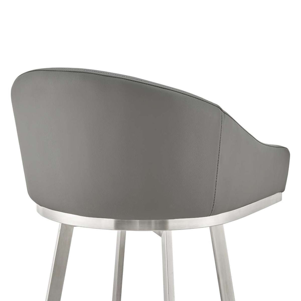 Eleanor 30" Swivel Bar Stool in Brushed Stainless Steel with Gray Faux Leather By Armen Living | Bar Stools | Modishstore - 8