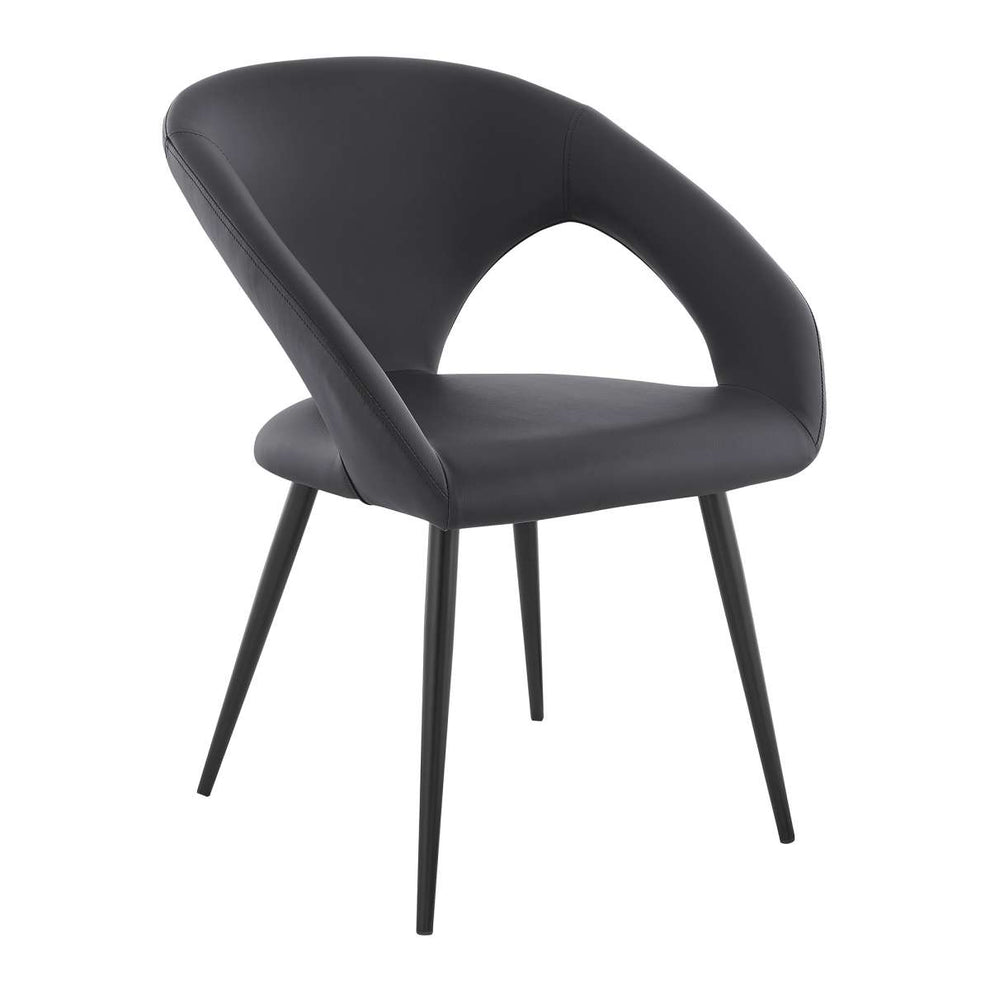 Elin Gray Faux Leather and Black Metal Dining Chairs - Set of 2 By Armen Living | Dining Chairs | Modishstore - 2