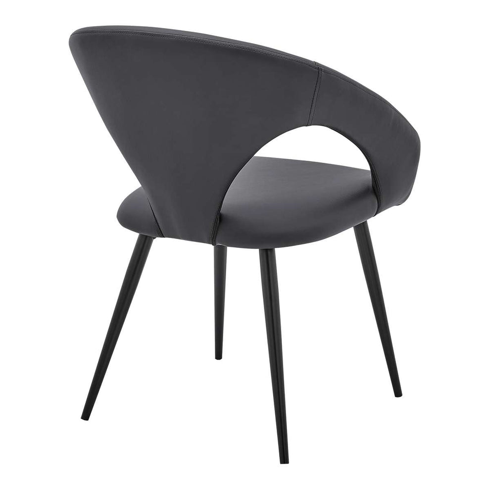 Elin Gray Faux Leather and Black Metal Dining Chairs - Set of 2 By Armen Living | Dining Chairs | Modishstore - 3