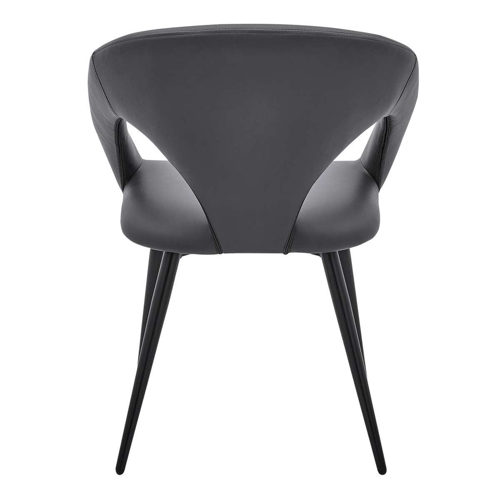 Elin Gray Faux Leather and Black Metal Dining Chairs - Set of 2 By Armen Living | Dining Chairs | Modishstore - 4