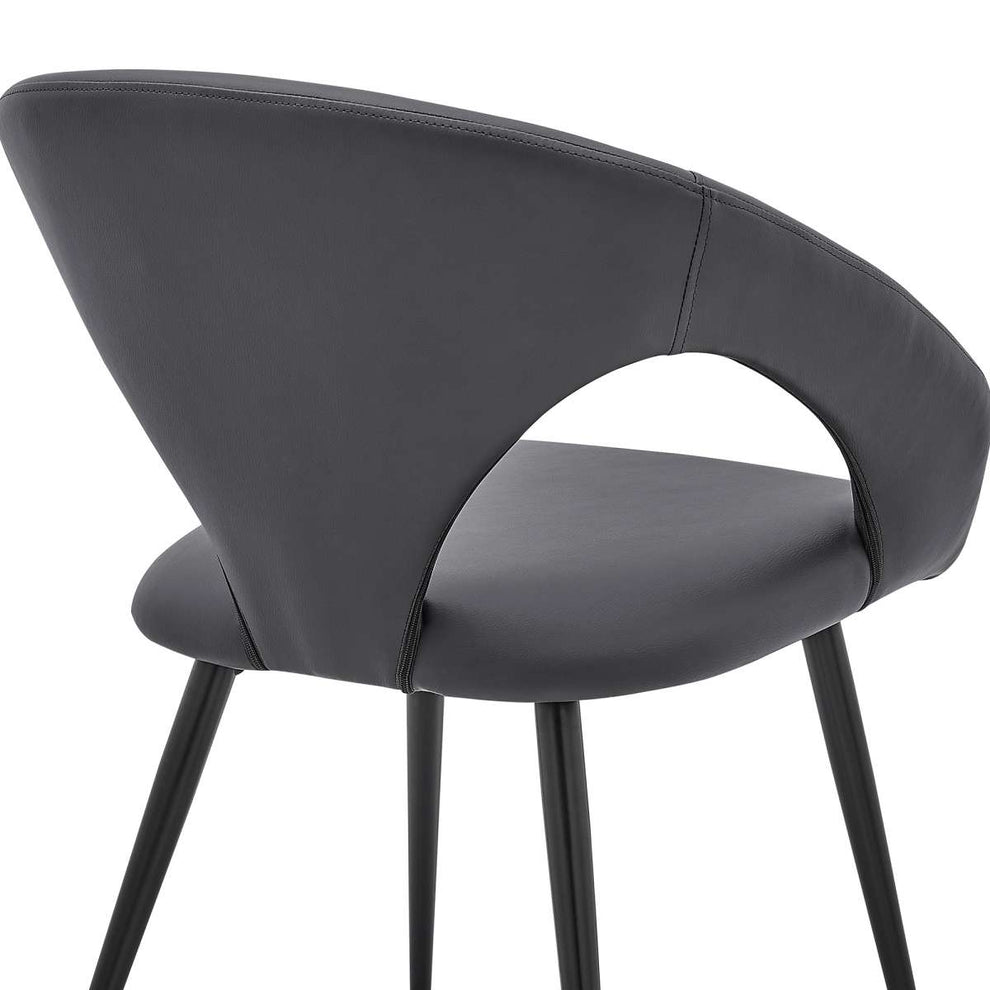 Elin Gray Faux Leather and Black Metal Dining Chairs - Set of 2 By Armen Living | Dining Chairs | Modishstore - 5