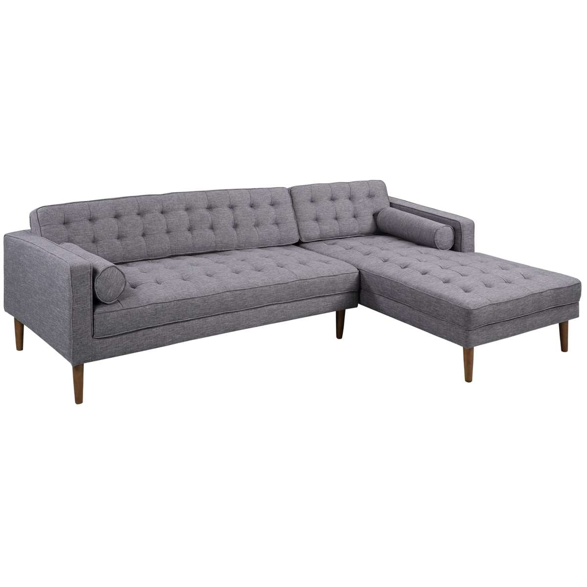 Element Right-Side Chaise Sectional in Dark Gray Linen and Walnut Legs By Armen Living | Sofa Set | Modishstore - 2