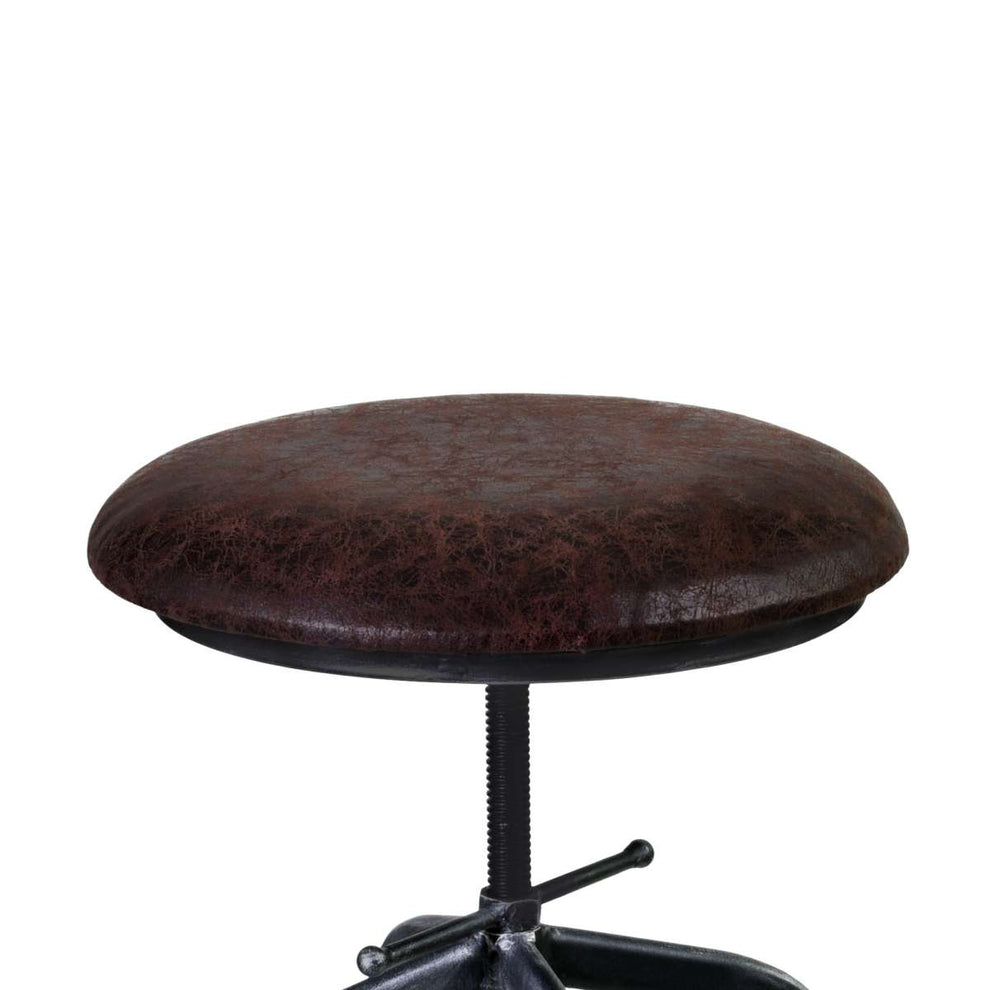 Elena Adjustable Barstool in Industrial Gray Finish with Brown Fabric Seat By Armen Living | Bar Stools | Modishstore - 3