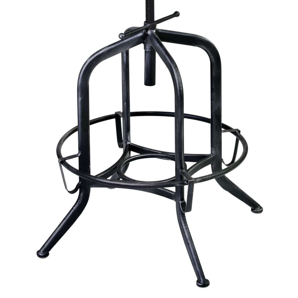 Elena Adjustable Barstool in Industrial Gray Finish with Brown Fabric Seat By Armen Living | Bar Stools | Modishstore - 4