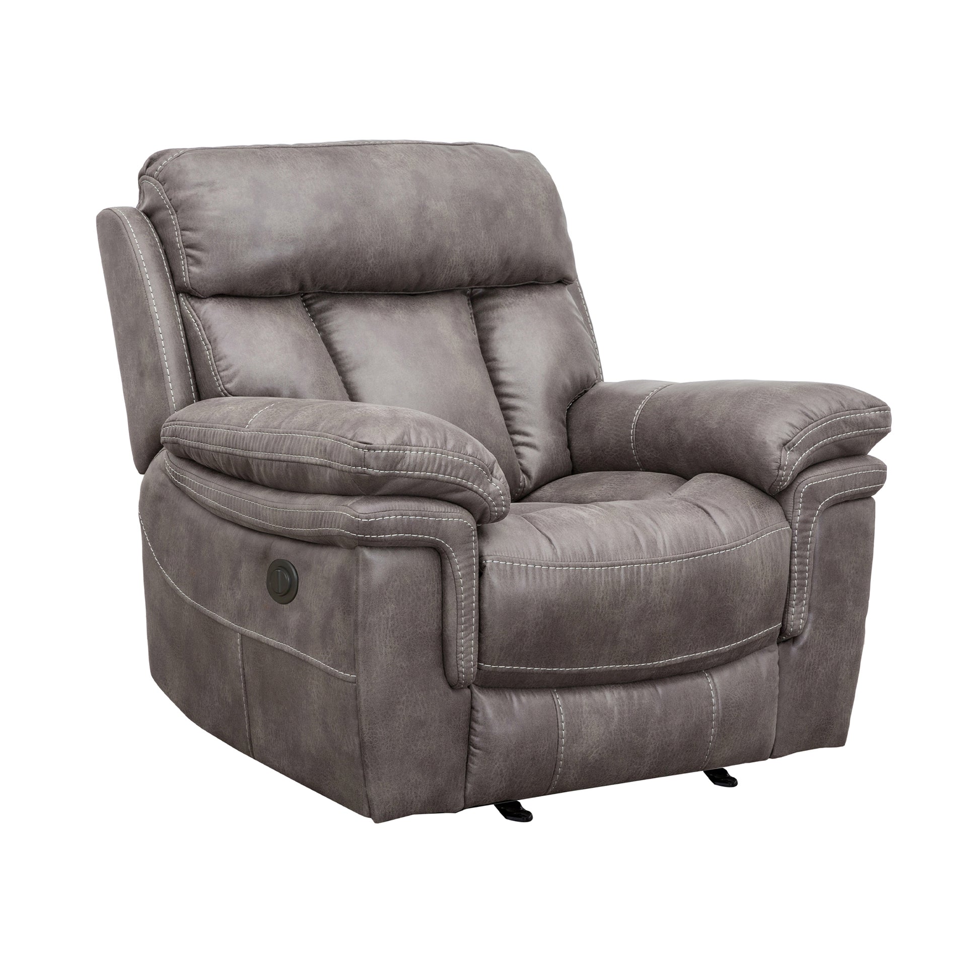 Estelle Power Recliner Chair in Gunmetal Fabric By Armen Living | Chairs & Recliners | Modishstore - 2