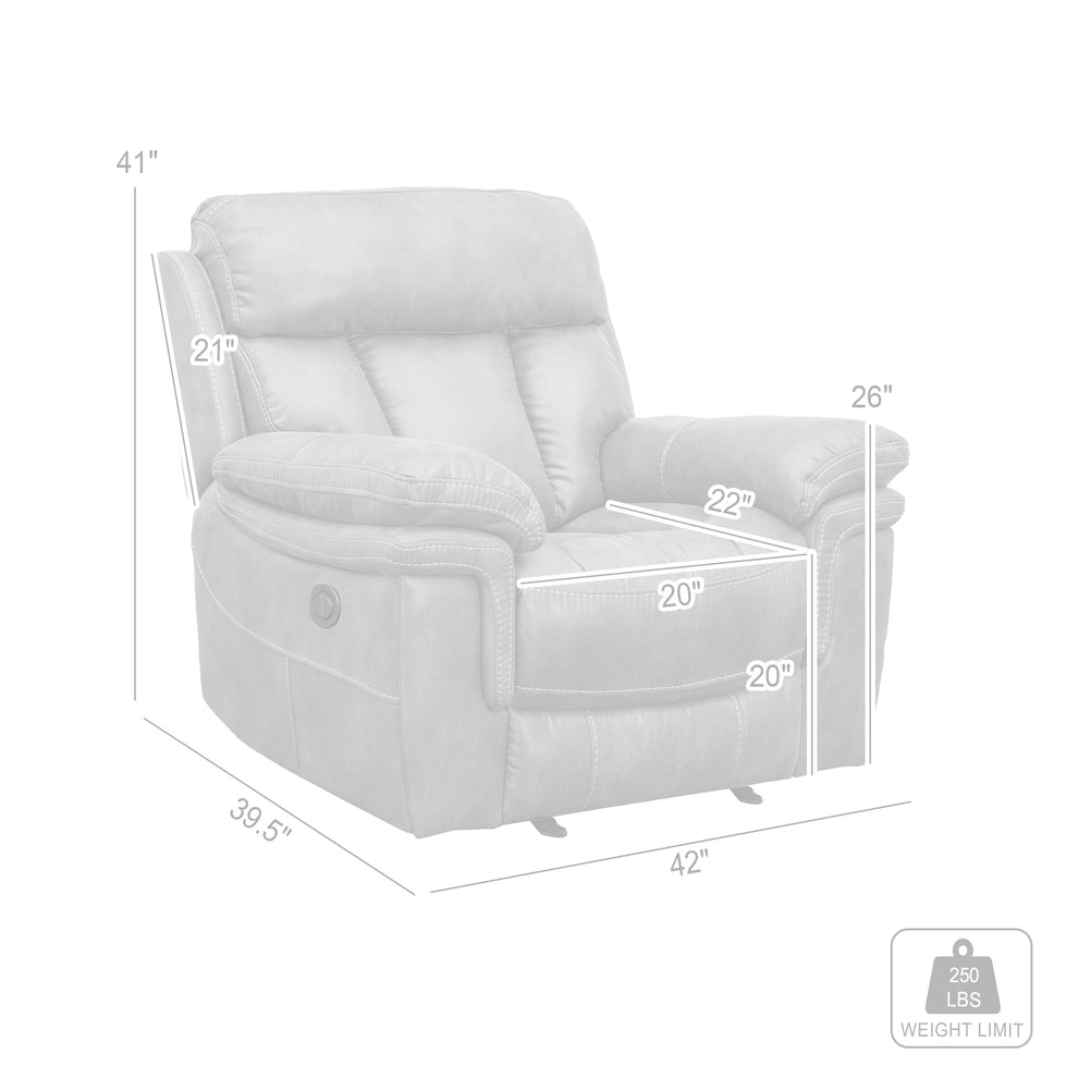 Estelle Power Recliner Chair in Gunmetal Fabric By Armen Living | Chairs & Recliners | Modishstore - 10