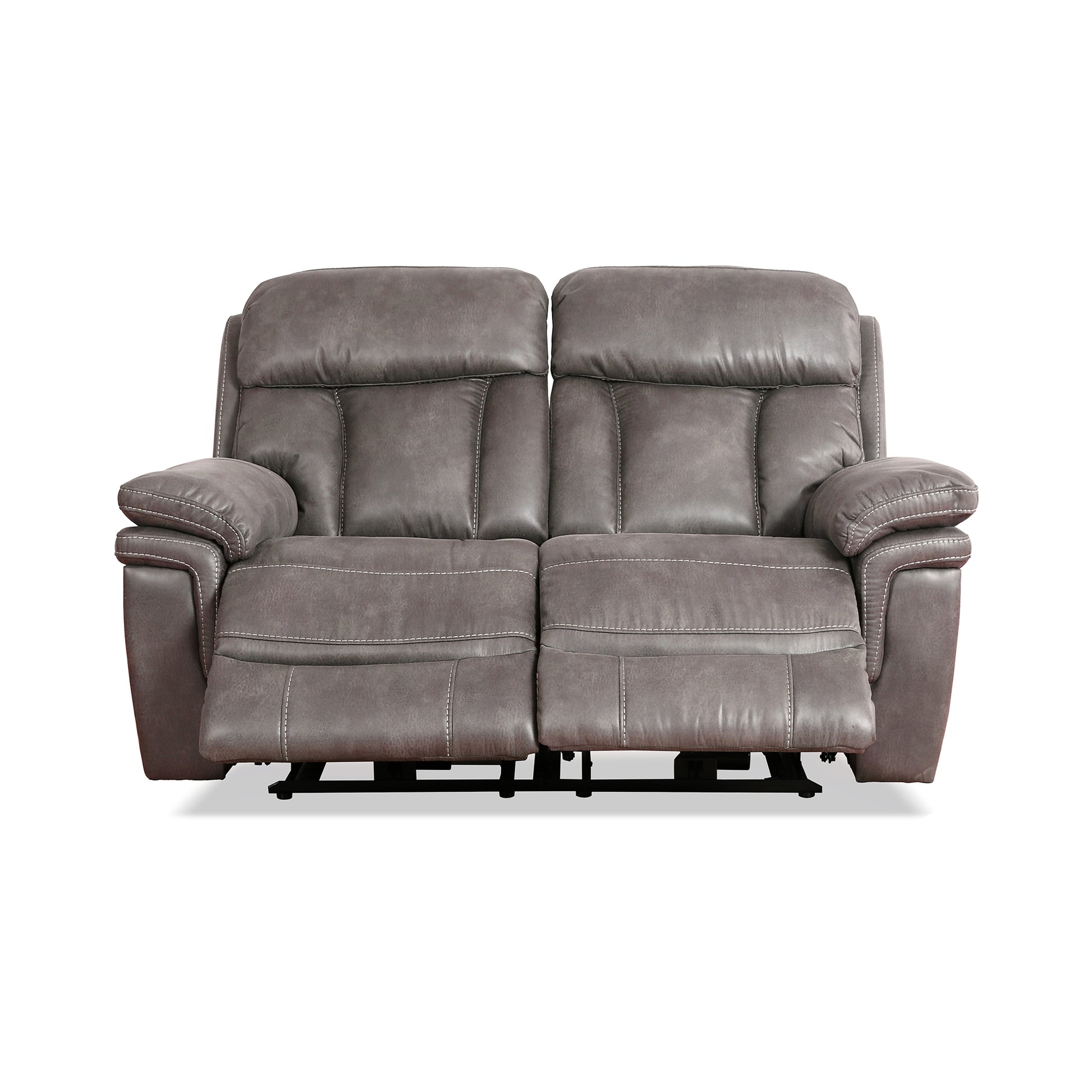 Claude Dual Power Headrest and Lumbar Support Recliner Chair in Light Grey  Genuine Leather