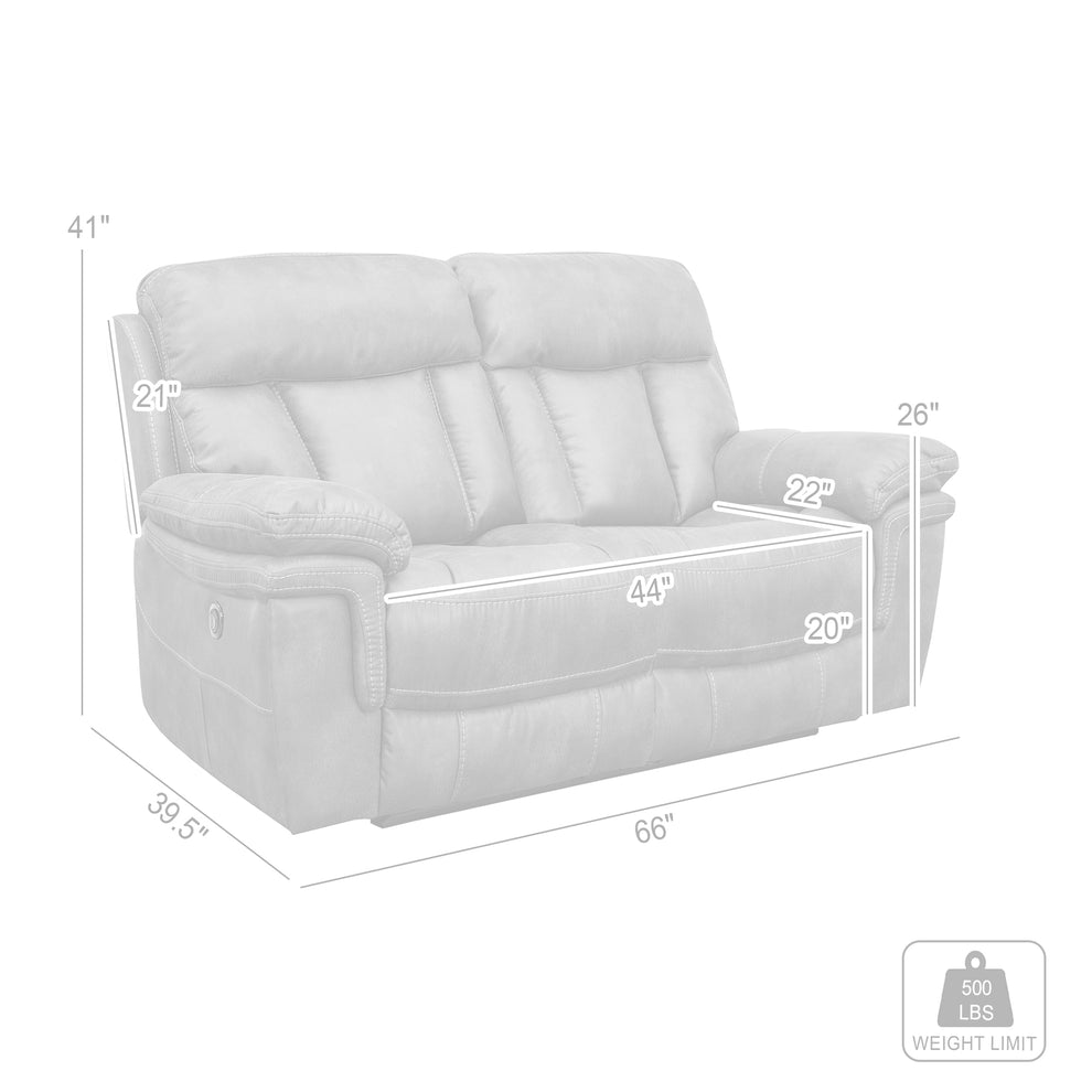 Estelle Power Loveseat in Gunmetal Fabric By Armen Living | Loveseats | Modishstore - 10