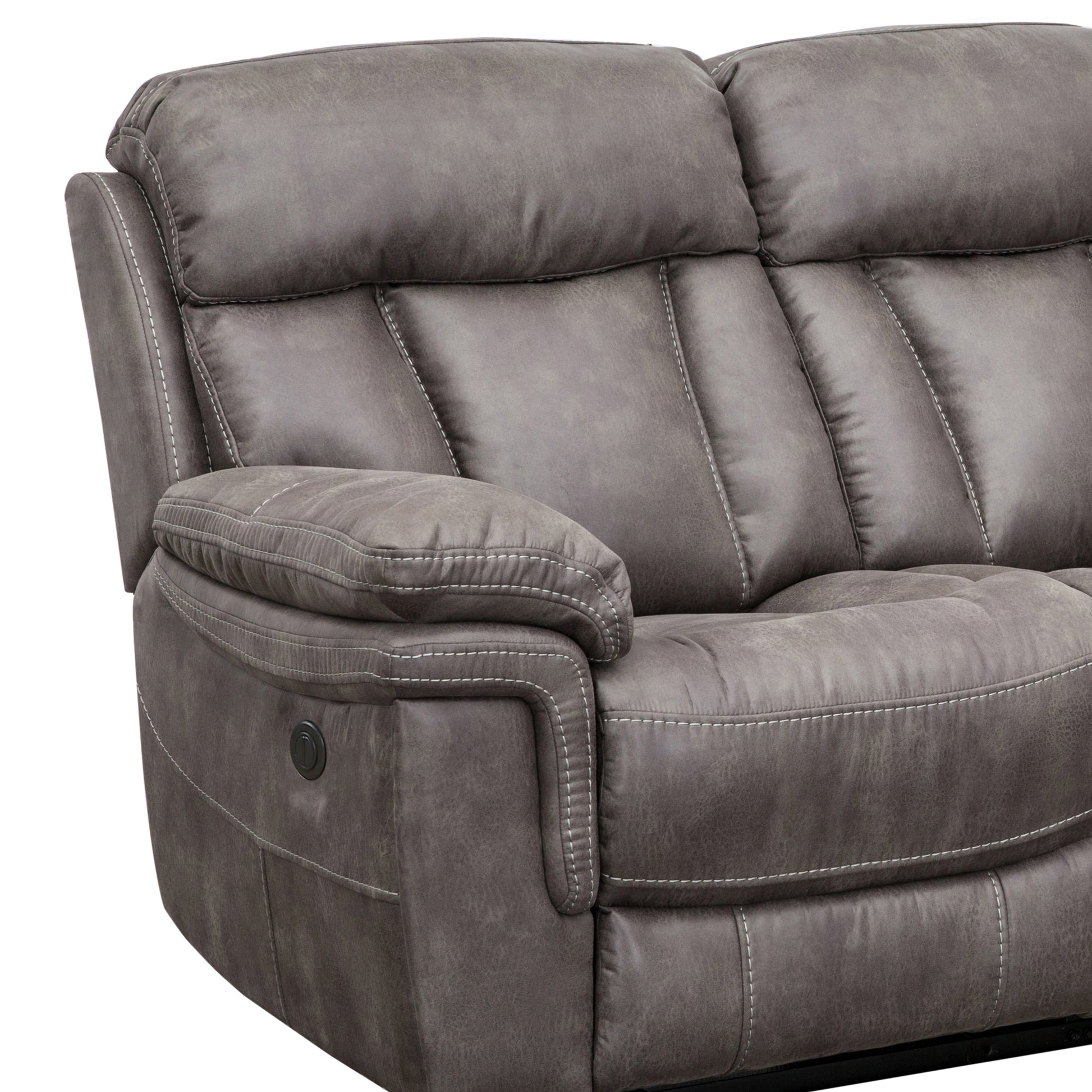 Estelle Power Reclining Sofa in Gunmetal Fabric By Armen Living | Sofas | Modishstore - 8
