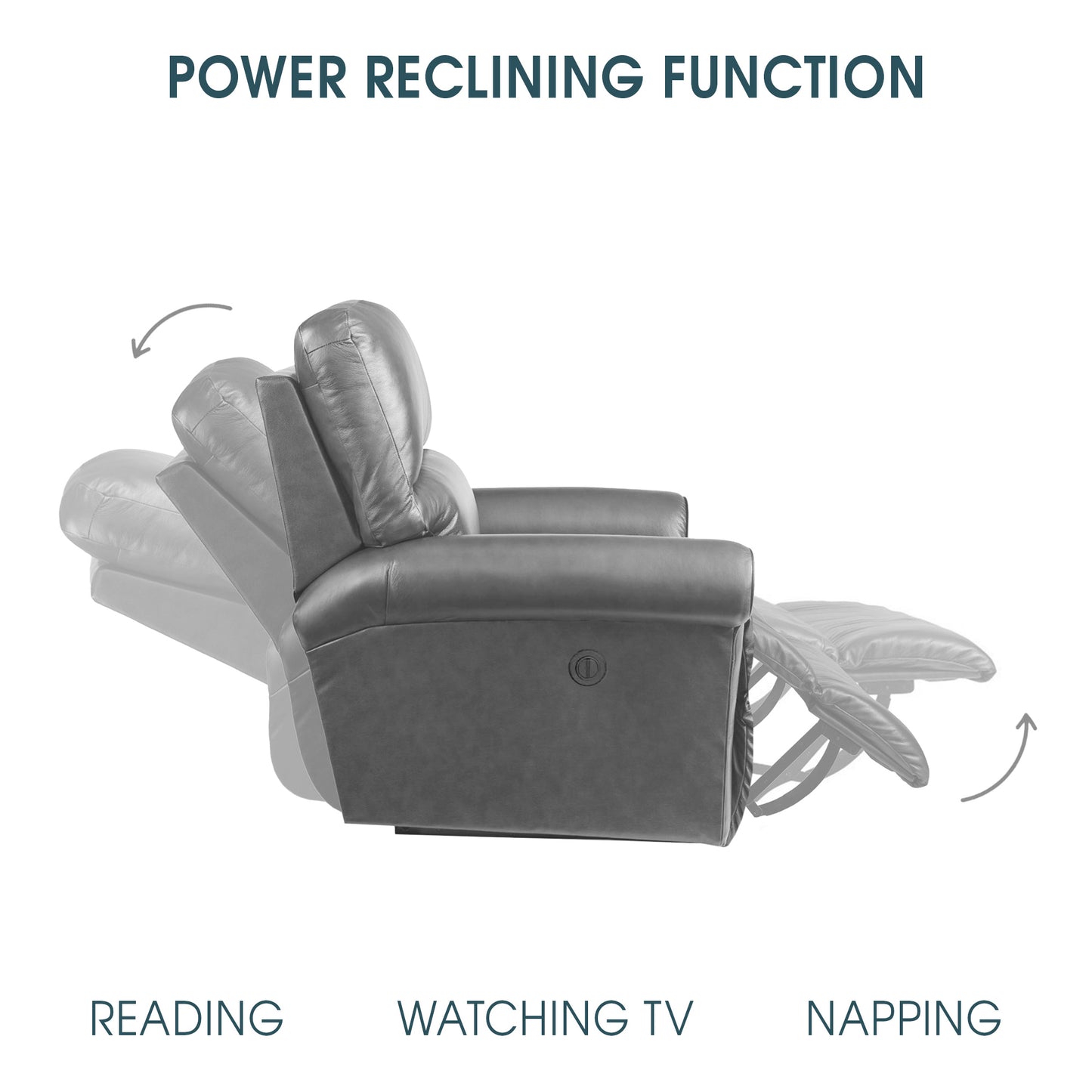 Estelle Power Reclining Sofa in Gunmetal Fabric By Armen Living | Sofas | Modishstore - 9