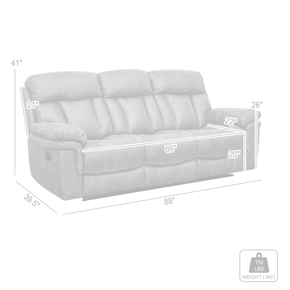 Estelle Power Reclining Sofa in Gunmetal Fabric By Armen Living | Sofas | Modishstore - 10