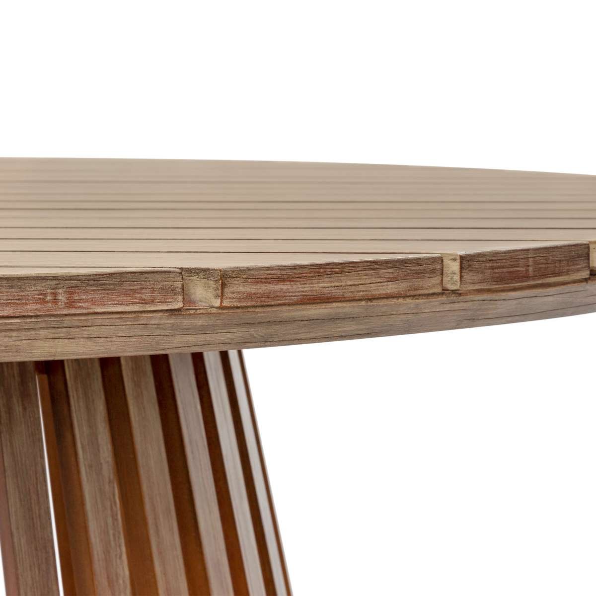 Escondido Outdoor Patio Round Dining Table in Light Eucalyptus Wood By Armen Living | Outdoor Tables | Modishstore - 5