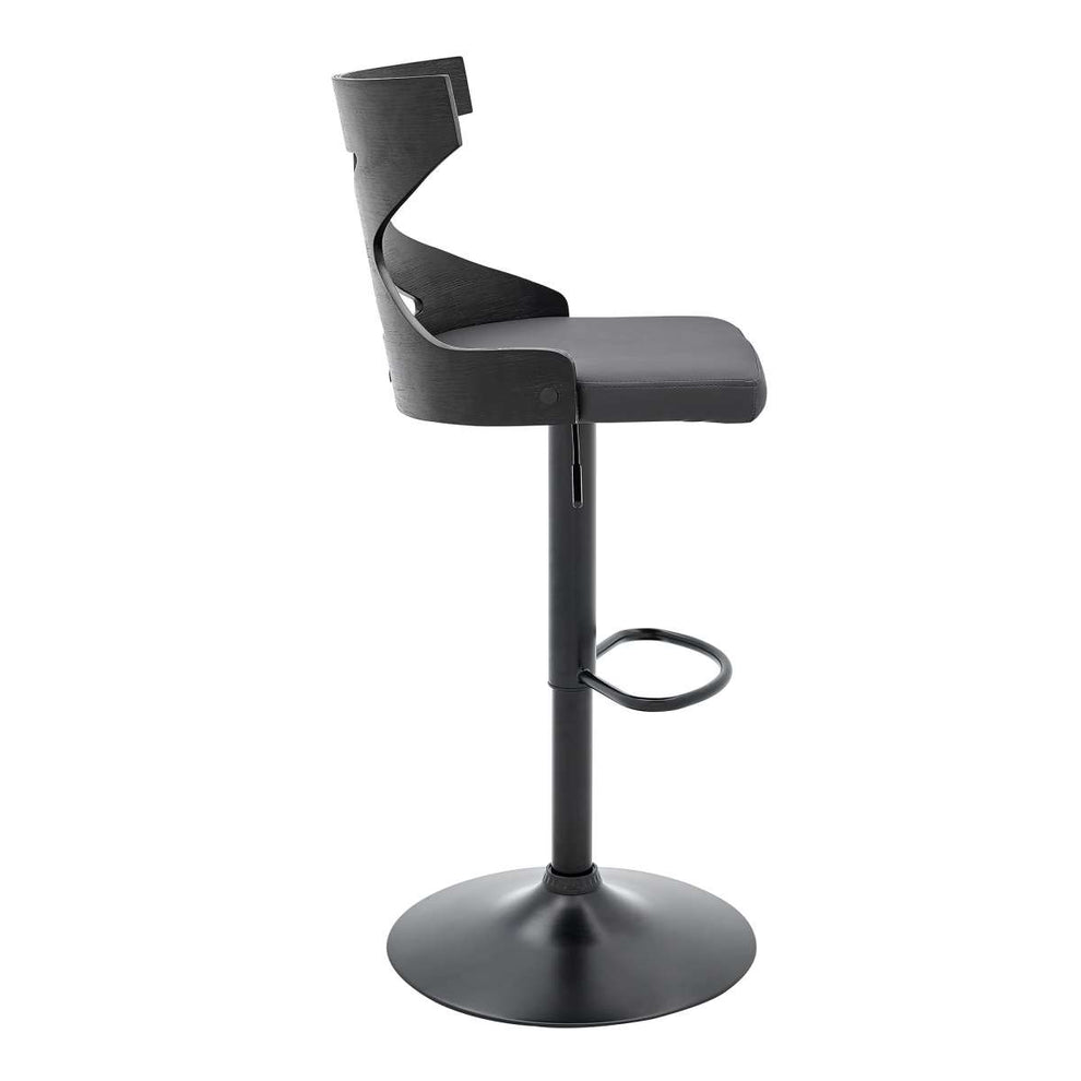 Etienne Adjustable Swivel Gray Faux Leather and Black Metal Bar Stool By Armen Living | Bar Stools |  Modishstore  - 5