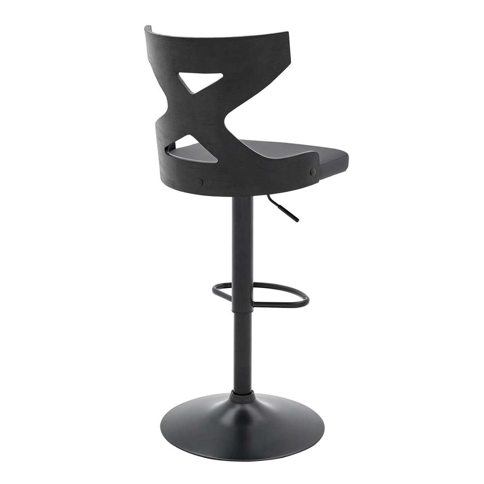 Etienne Adjustable Swivel Gray Faux Leather and Black Metal Bar Stool By Armen Living | Bar Stools |  Modishstore  - 6