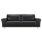 Everly Contemporary Sofa in Genuine Black Leather with Brushed Stainless Steel Legs By Armen Living | Sofas |  Modishstore  - 4