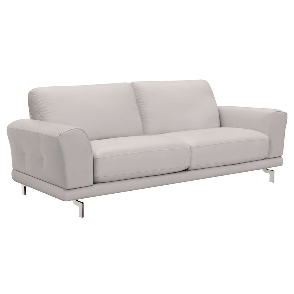 Everly Contemporary Sofa in Genuine Dove Gray Leather with Brushed Stainless Steel Legs By Armen Living | Sofas |  Modishstore  - 3