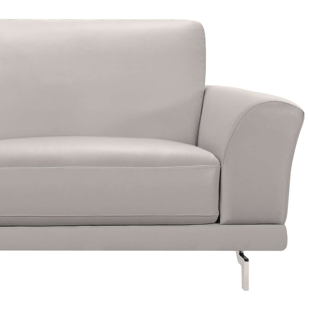 Everly Contemporary Sofa in Genuine Dove Gray Leather with Brushed Stainless Steel Legs By Armen Living | Sofas |  Modishstore  - 4