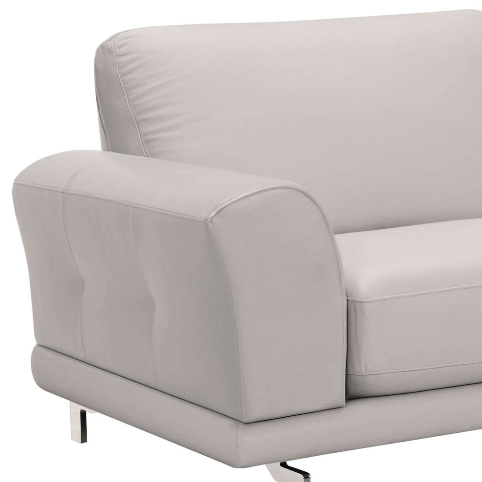 Everly Contemporary Sofa in Genuine Dove Gray Leather with Brushed Stainless Steel Legs By Armen Living | Sofas |  Modishstore  - 5