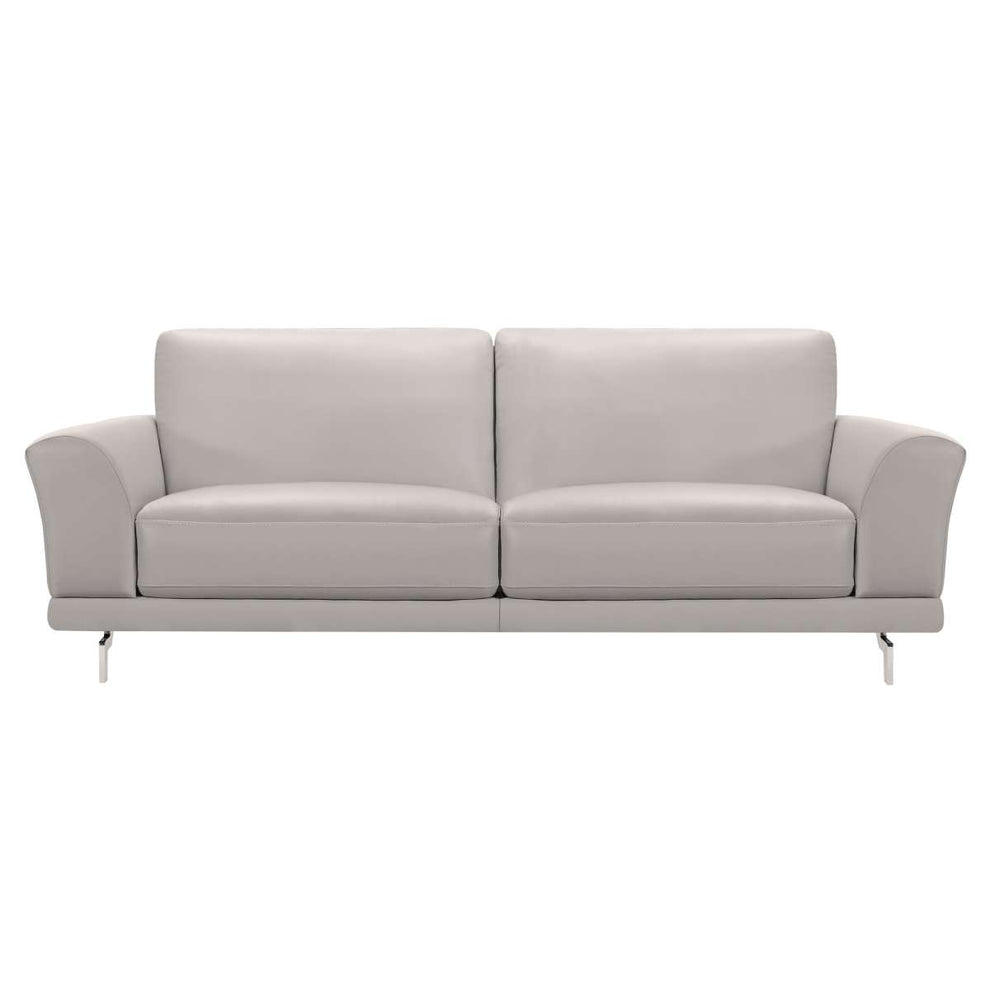 Everly Contemporary Sofa in Genuine Dove Gray Leather with Brushed Stainless Steel Legs By Armen Living | Sofas |  Modishstore  - 2