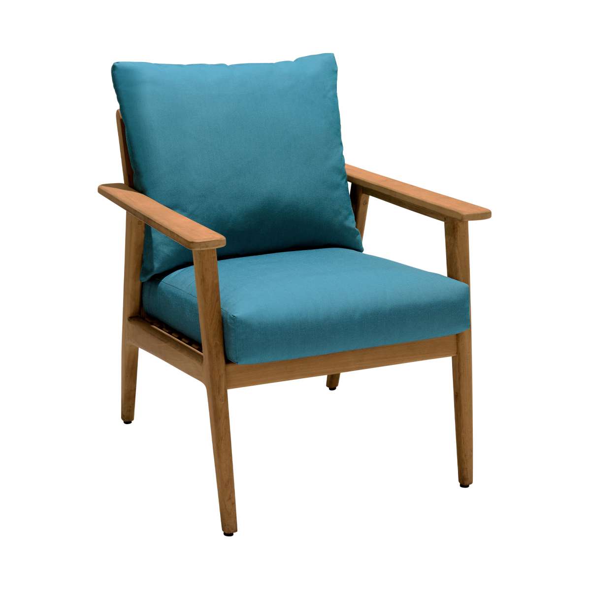 Eve Outdoor Teak Wood Lounge Chair with Teal Olefin By Armen Living | Outdoor Chairs |  Modishstore  - 2