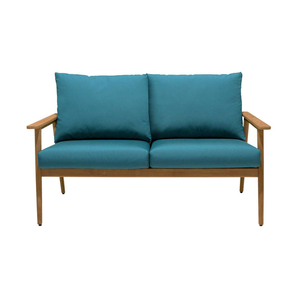Eve Outdoor Teak Wood Sofa with Teal Olefin By Armen Living | Outdoor Sofas, Loveseats & Sectionals |  Modishstore  - 2