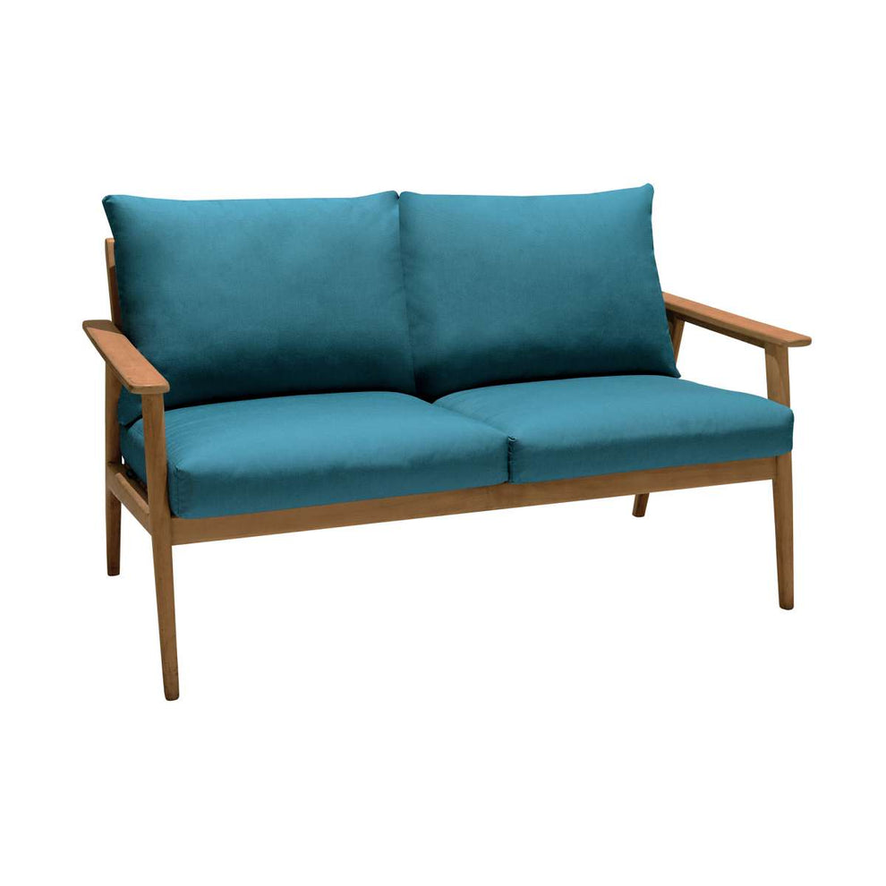 Eve Outdoor Teak Wood Sofa with Teal Olefin By Armen Living | Outdoor Sofas, Loveseats & Sectionals |  Modishstore  - 3