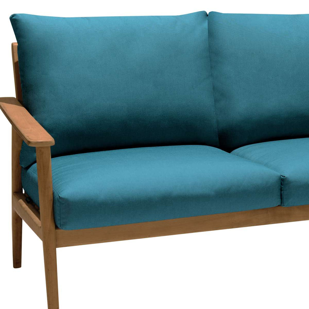 Eve Outdoor Teak Wood Sofa with Teal Olefin By Armen Living | Outdoor Sofas, Loveseats & Sectionals |  Modishstore  - 5