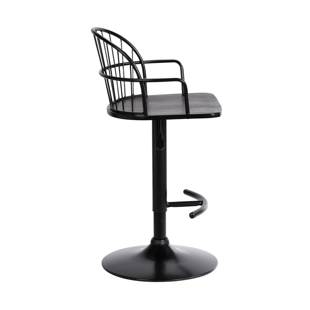 Edward Adjustable Black Wood and Metal Barstool  By Armen Living | Bar Stools | Modishstore - 3
