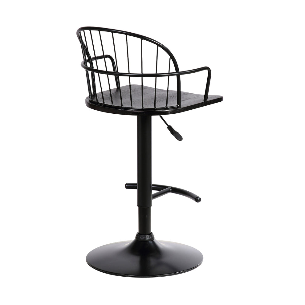 Edward Adjustable Black Wood and Metal Barstool  By Armen Living | Bar Stools | Modishstore - 4