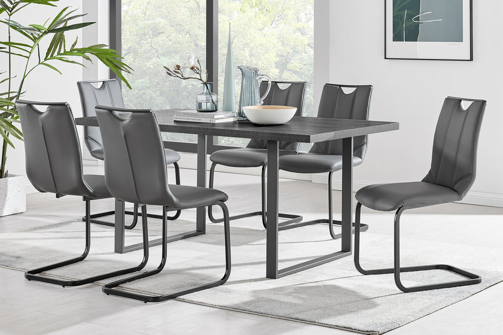 Fenton Dining Table with Charcoal Top and Black Base By Armen Living | Dining Tables | Modishstore - 3