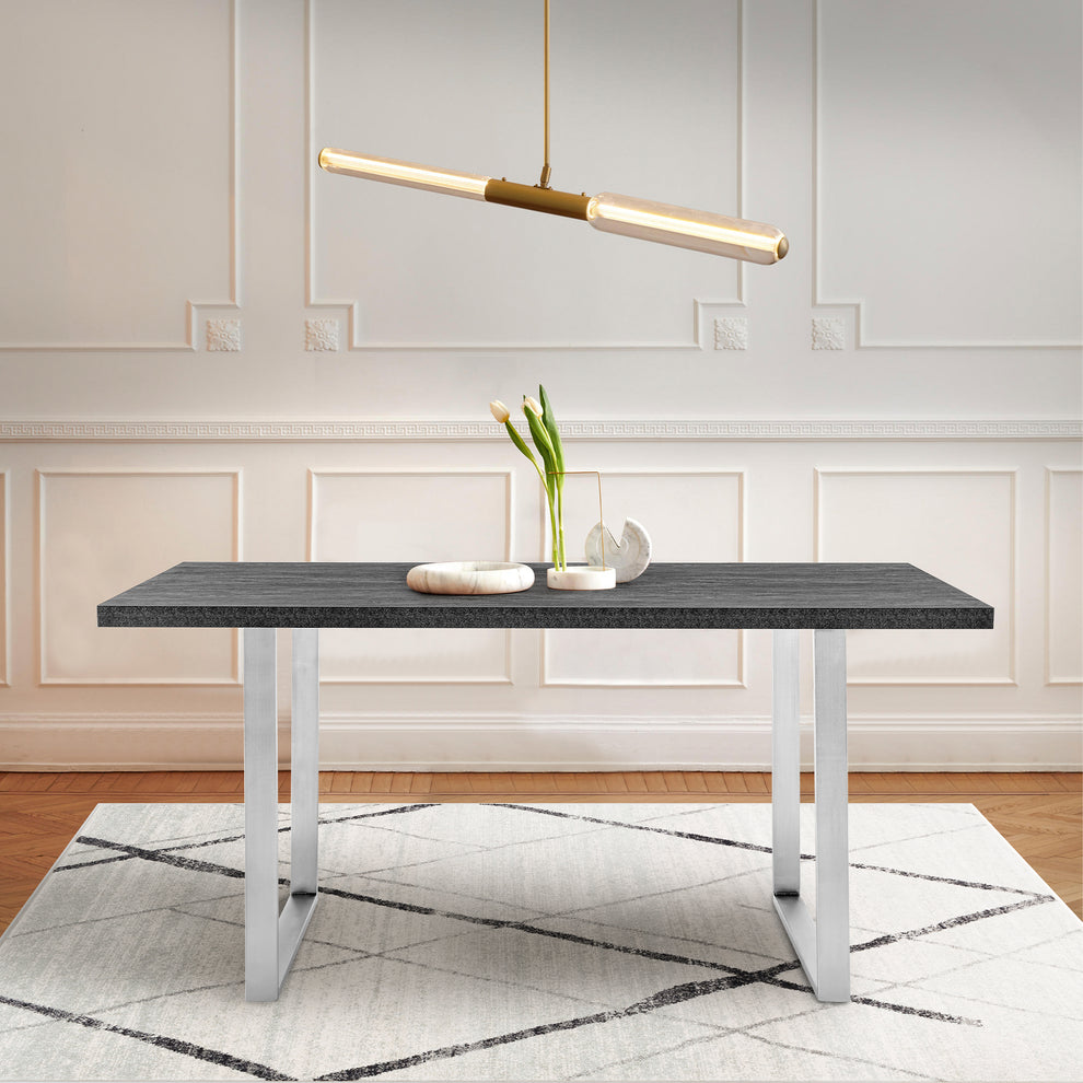 Fenton Dining Table with Charcoal Top and Black Base By Armen Living | Dining Tables | Modishstore - 7