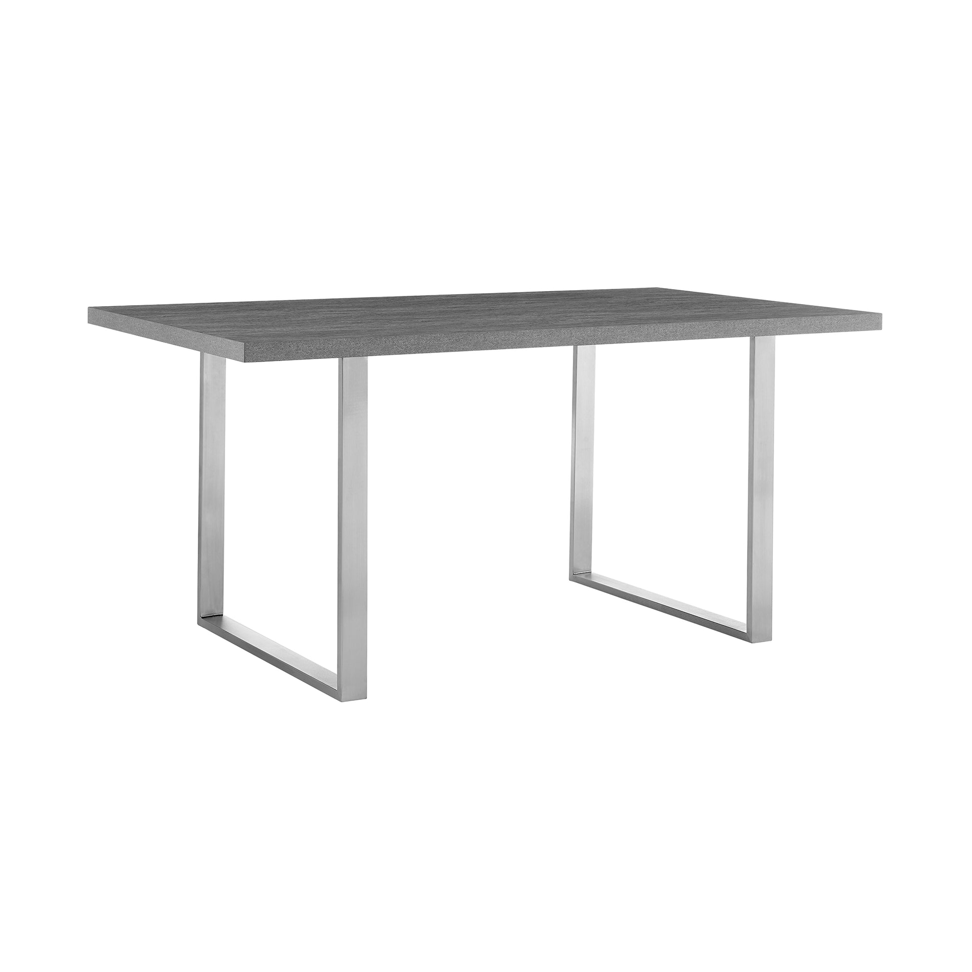 Fenton Dining Table with Gray Top and Brushed Stainless Steel Base By Armen Living | Dining Tables | Modishstore - 4