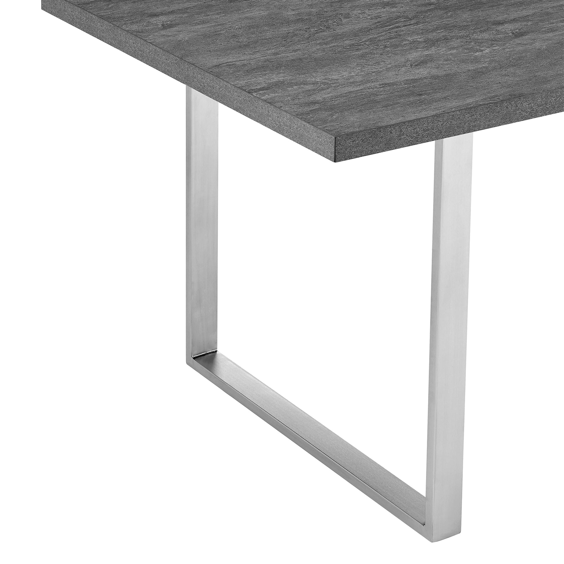 Fenton Dining Table with Gray Top and Brushed Stainless Steel Base By Armen Living | Dining Tables | Modishstore - 5