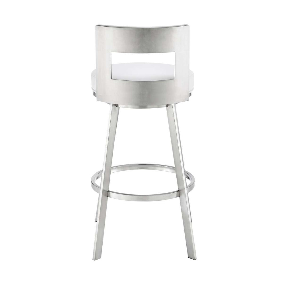 Flynn 26" Swivel Counter Stool in Brushed Stainless Steel with Black Faux Leather By Armen Living | Bar Stools | Modishstore - 18