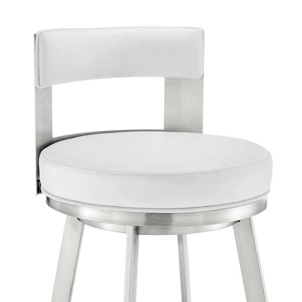 Flynn 26" Swivel Counter Stool in Brushed Stainless Steel with Black Faux Leather By Armen Living | Bar Stools | Modishstore - 19
