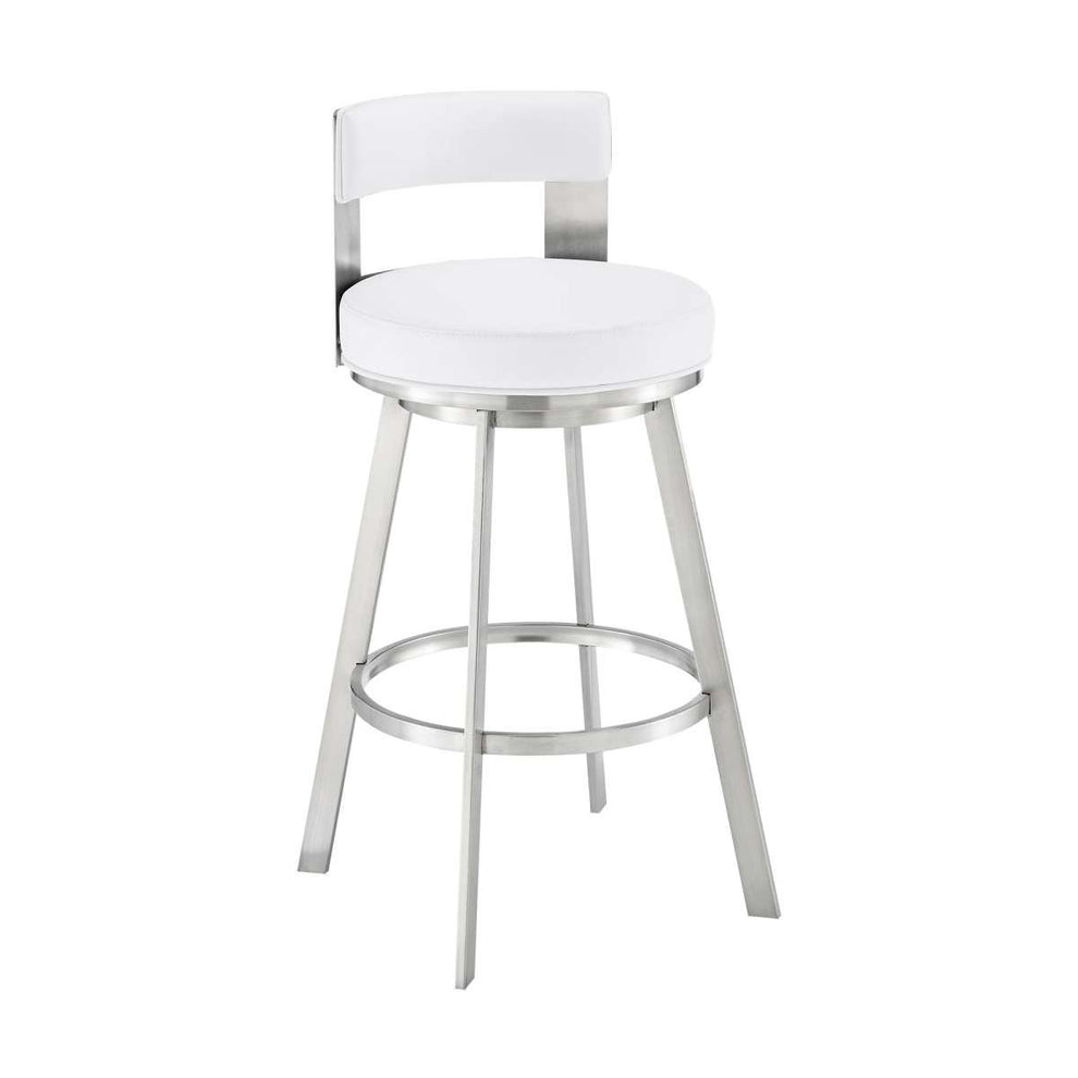 Flynn 30" Swivel Bar Stool in Brushed Stainless Steel with Black Faux Leather By Armen Living | Bar Stools | Modishstore - 16