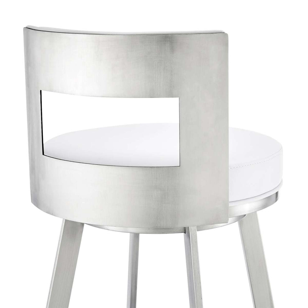 Flynn 30" Swivel Bar Stool in Brushed Stainless Steel with Black Faux Leather By Armen Living | Bar Stools | Modishstore - 21