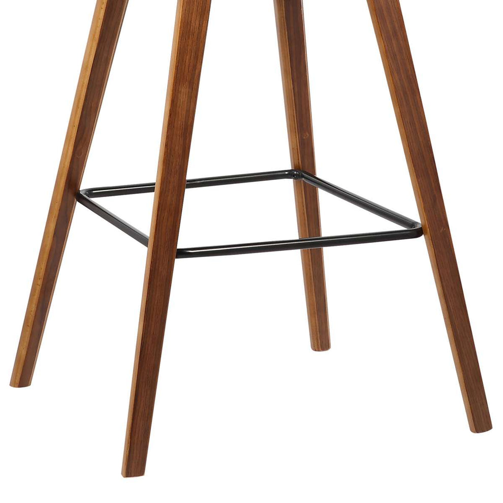 Fox 28.5" Bar Height Brown Faux Leather and Walnut Wood Mid-Century Modern Bar Stool By Armen Living | Bar Stools | Modishstore - 6