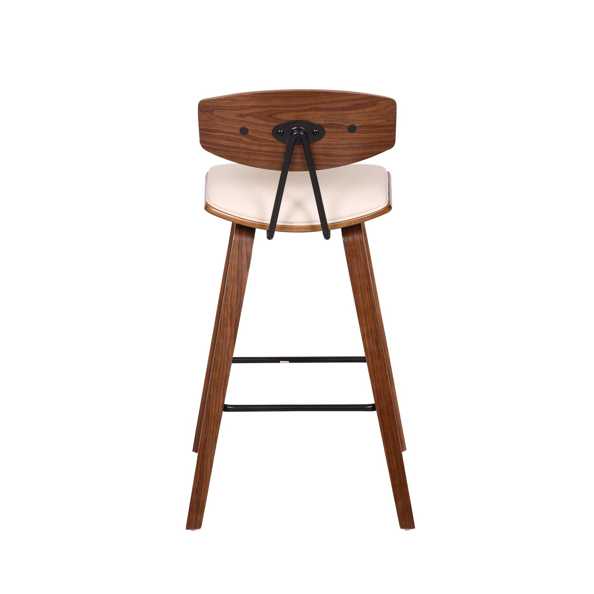 Fox 25.5" Counter Height Cream Faux Leather and Walnut Wood Mid-Century Modern Bar Stool By Armen Living | Bar Stools | Modishstore - 4