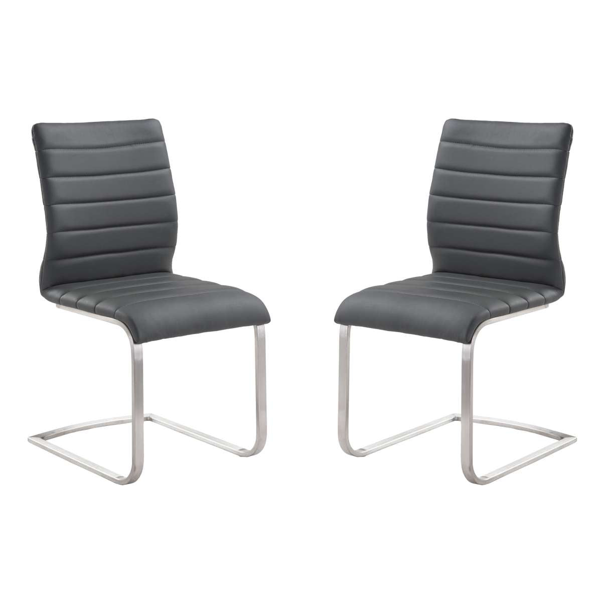 Fusion Contemporary Side Chair In Gray and Stainless Steel - Set of 2 By Armen Living | Dining Chairs | Modishstore