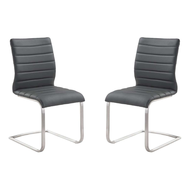 Fusion Contemporary Side Chair In Gray and Stainless Steel - Set of 2 By Armen Living | Dining Chairs | Modishstore