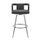 Gabriele 26" Gray Faux Leather and Brushed Stainless Steel Swivel Bar Stool By Armen Living | Bar Stools |  Modishstore  - 3