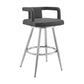 Gabriele 30" Gray Faux Leather and Brushed Stainless Steel Swivel Bar Stool By Armen Living | Bar Stools |  Modishstore  - 6