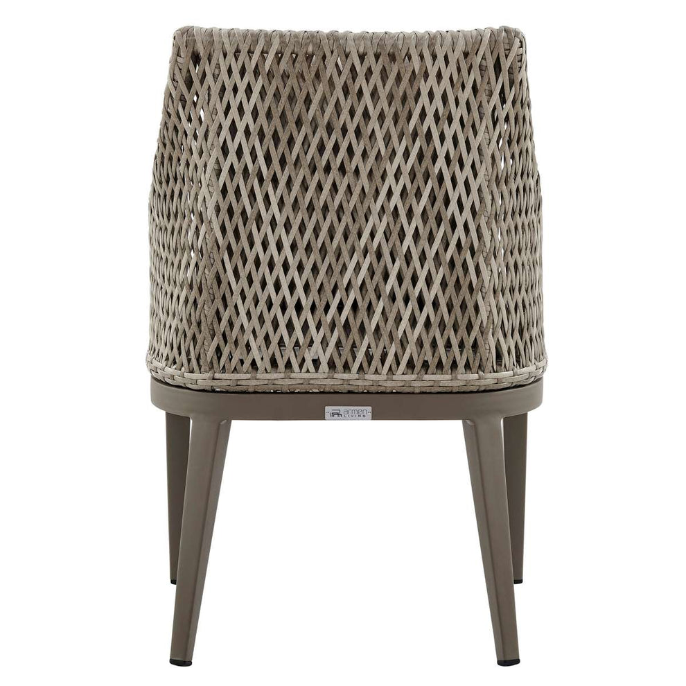 Grenada Outdoor Wicker and Aluminum Gray Dining Chair with Beige Cushions - Set of 2 By Armen Living | Outdoor Chairs |  Modishstore  - 7