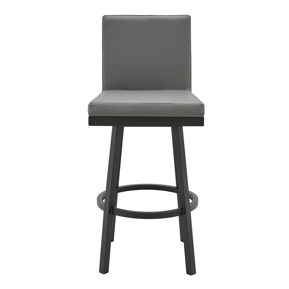 Gem 26" Swivel Modern Black Metal and Gray Faux Leather Bar and Counter Stool By Armen Living | Counter Stools | Modishstore - 3