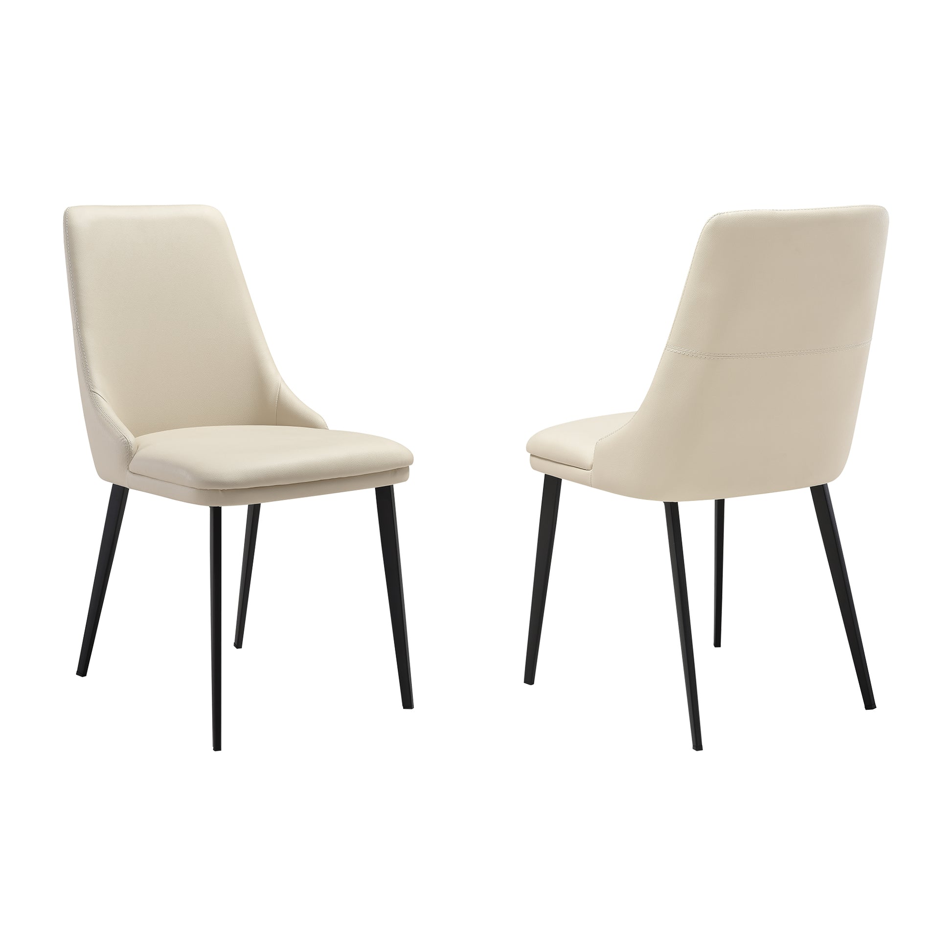 Genesis Upholstered Dining Chair in Beige Faux Leather with Black Metal Legs - Set of 2 By Armen Living | Dining Chairs | Modishstore - 3