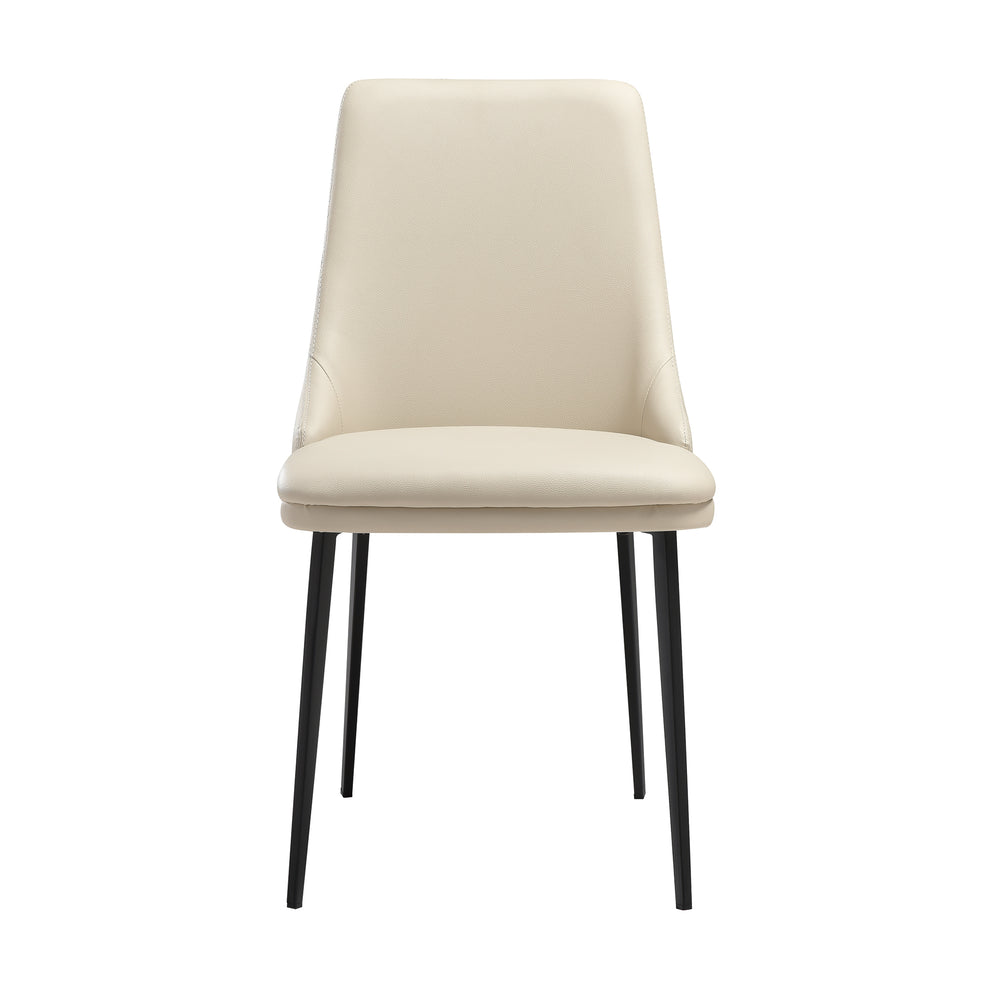 Genesis Upholstered Dining Chair in Beige Faux Leather with Black Metal Legs - Set of 2 By Armen Living | Dining Chairs | Modishstore - 5