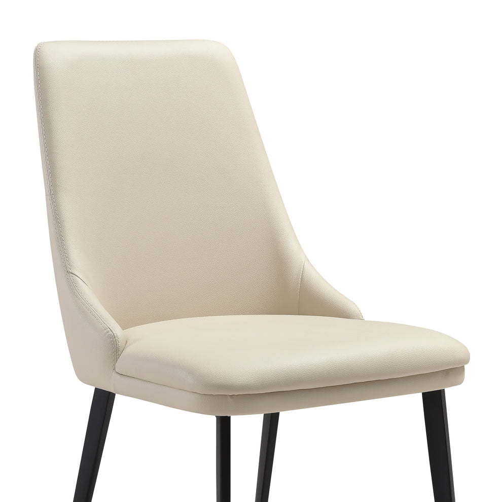 Genesis Upholstered Dining Chair in Beige Faux Leather with Black Metal Legs - Set of 2 By Armen Living | Dining Chairs | Modishstore - 6